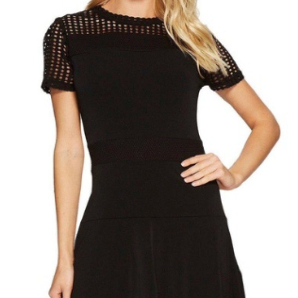 Michael Kors Black Knit Dress with Eyelet Yoke